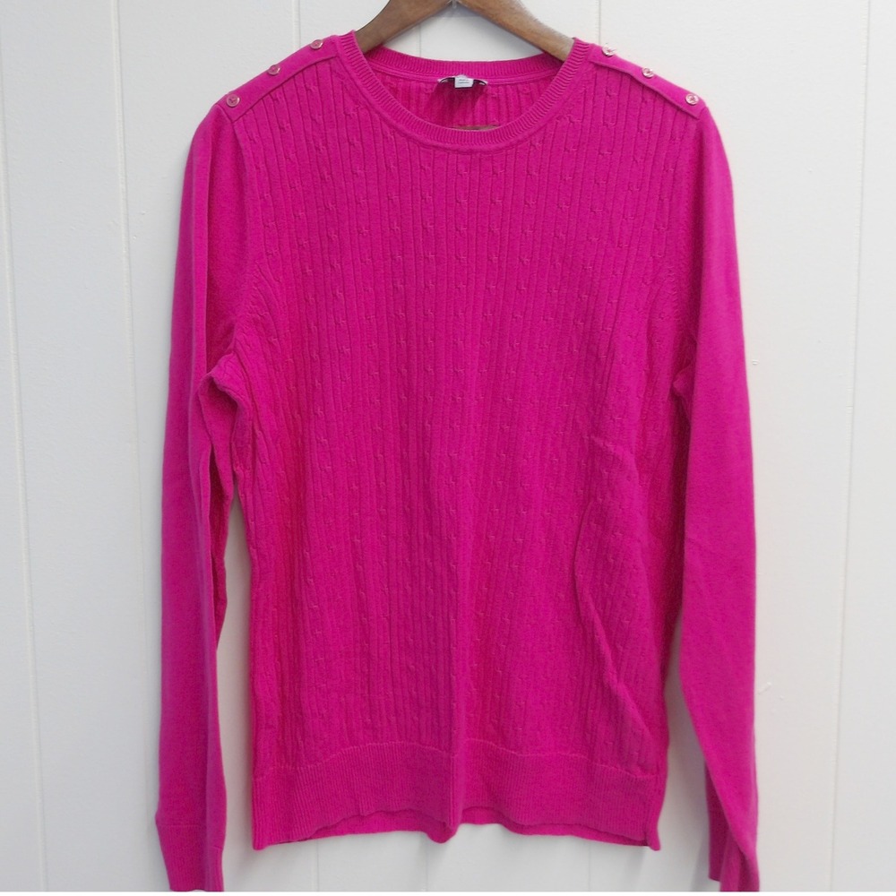 Kim Rogers Crew Neck Long Sleeve Knit Sweater with Shoulder Buttons XL /#6313